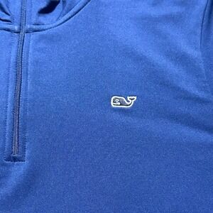 Vineyard Vines Kids Performance Quarter Zip Pullover Blue Whale Logo Size L